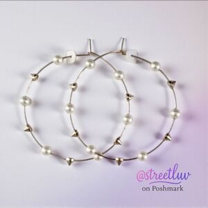 Stella & Dot Madison Pearl and Stud Statement Hoops